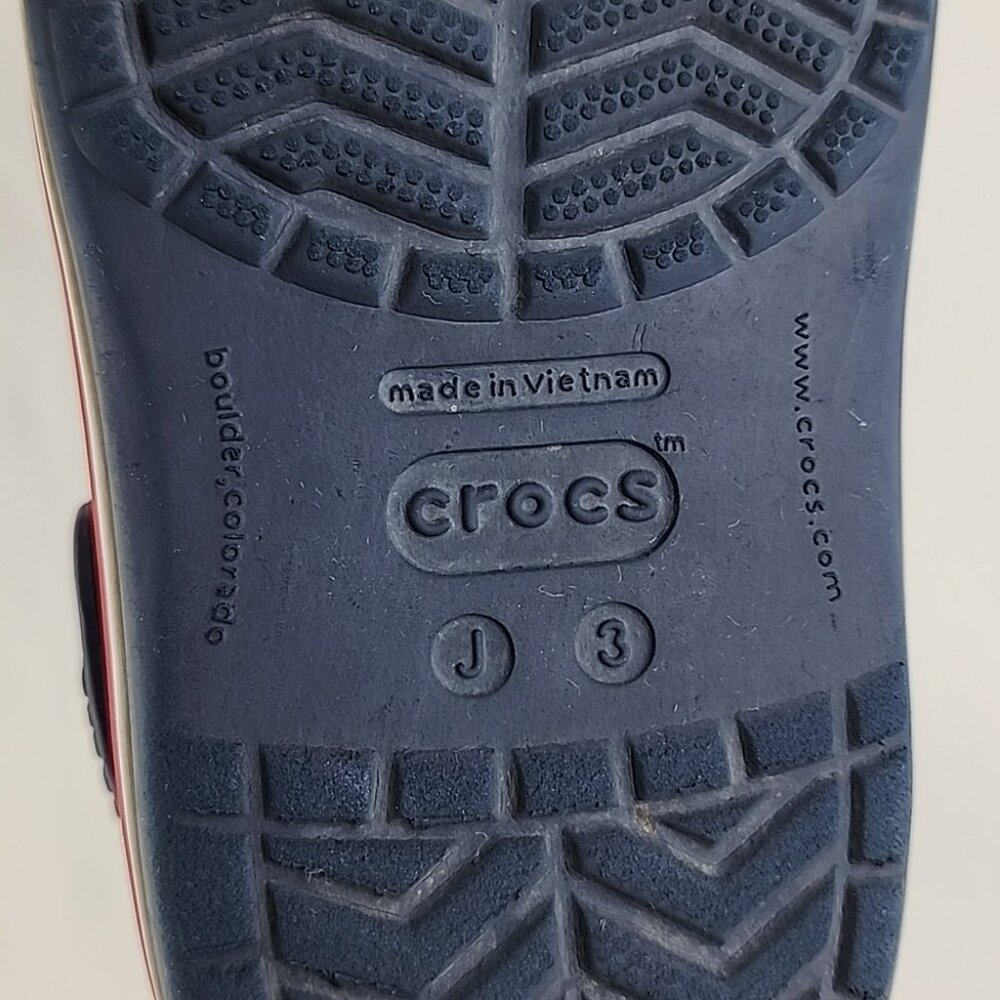CROCS Unisex Juniors Clog Navy Sports Sandals Dark Blue Red Size 3 - Picture 13 of 16